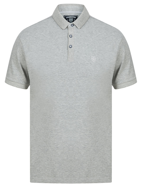 Sunbury Cotton Rich Woven Polo Shirt in Light Grey Marl - Kensington Eastside