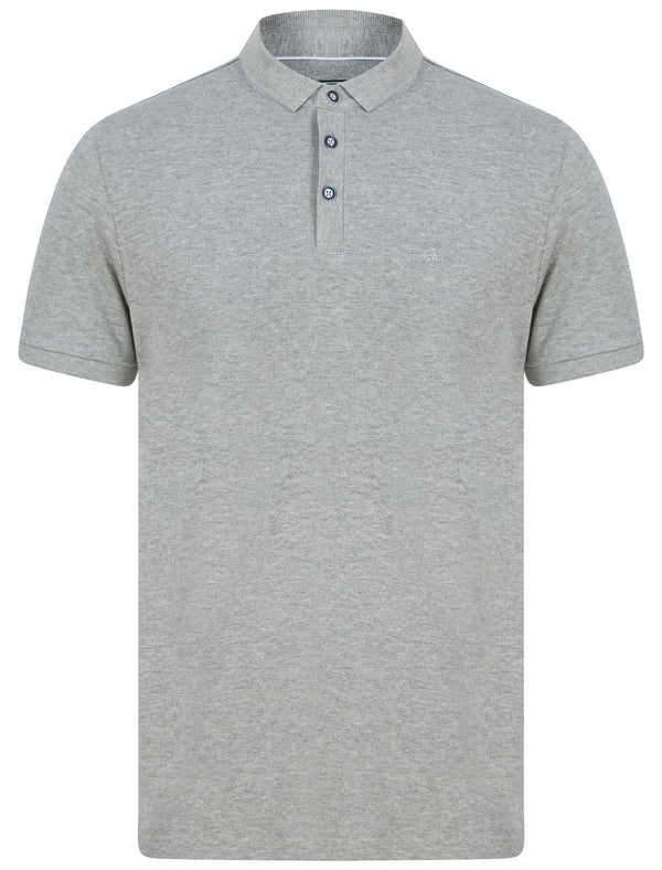 Penfold Cotton Rich Woven Polo Shirt in Light Grey Marl - Kensington Eastside