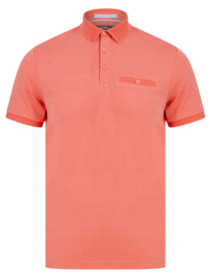 Bardell 2 Cotton Jacquard Polo Shirt with Chest Pocket in Dubarry Coral - Kensington Eastside