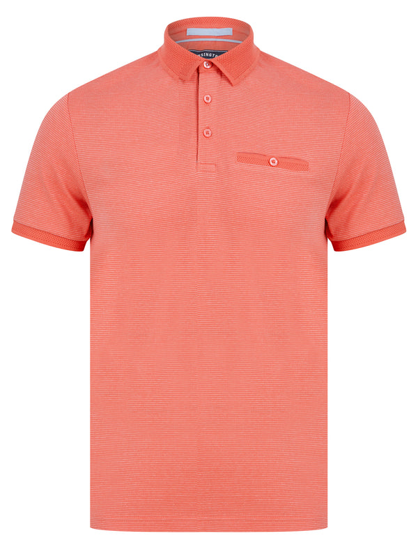 Bardell 2 Cotton Jacquard Polo Shirt with Chest Pocket in Dubarry Coral - Kensington Eastside
