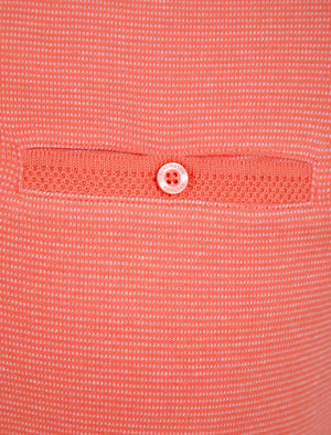 Bardell 2 Cotton Jacquard Polo Shirt with Chest Pocket in Dubarry Coral - Kensington Eastside