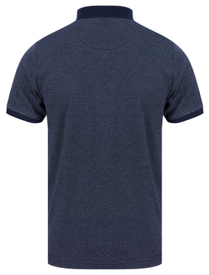 Bardell 2 Cotton Jacquard Polo Shirt with Chest Pocket in Sky Captain Navy - Kensington Eastside