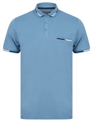 Tarlton Cotton Jersey Polo Shirt with Chest Pocket in Blue Shadow - Kensington Eastside