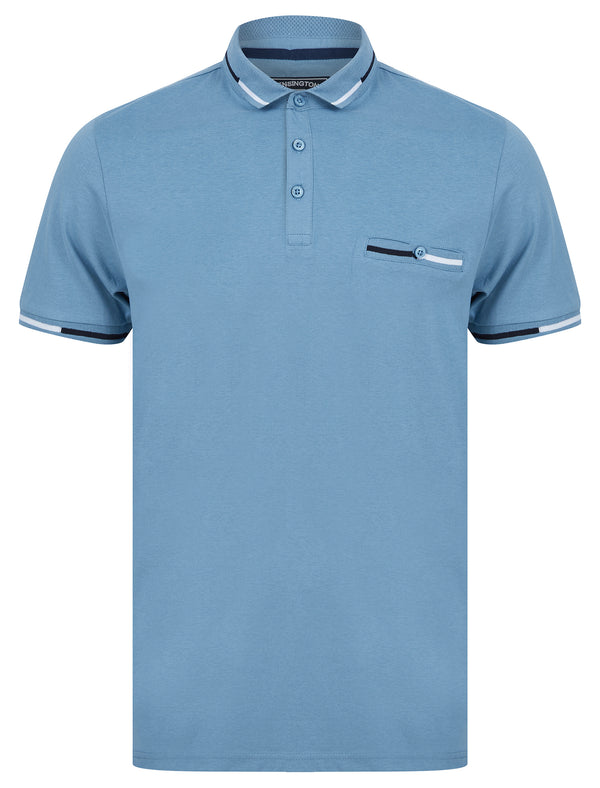 Tarlton Cotton Jersey Polo Shirt with Chest Pocket in Blue Shadow - Kensington Eastside
