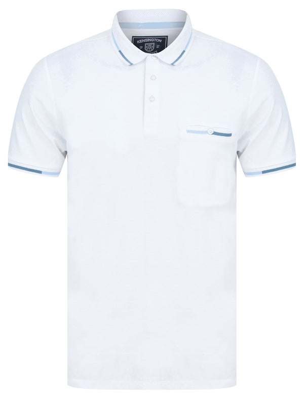 Tarlton Cotton Jersey Polo Shirt with Chest Pocket in Bright White - Kensington Eastside