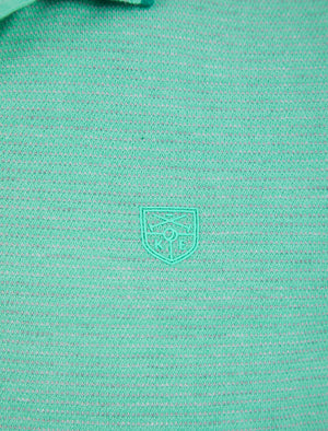 Reedus Jacquard Jersey Stripe Polo Shirt with Tipping in Dusty Jade Green - Kensington Eastside