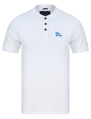 Marahau 3 Signature Cotton Pique Polo Shirt in Optic White - Tokyo Laundry