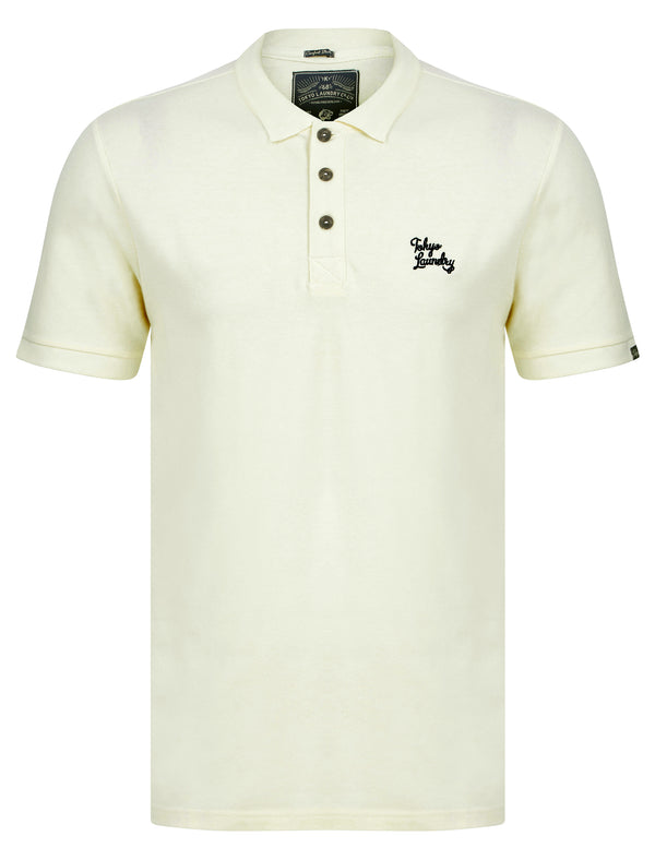 Marahau 3 Signature Cotton Pique Polo Shirt in Snow White - Tokyo Laundry