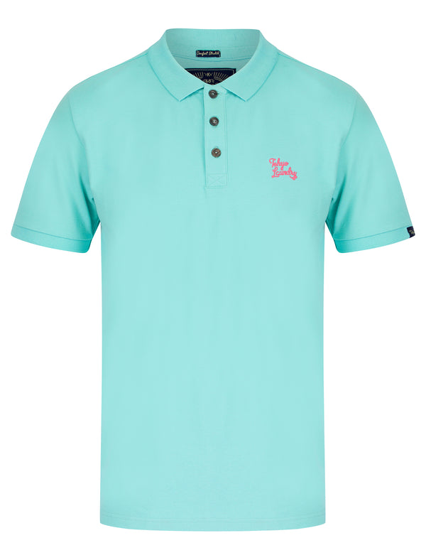 Mortimer Signature Cotton Pique Polo Shirt in Aqua Haze - Tokyo Laundry