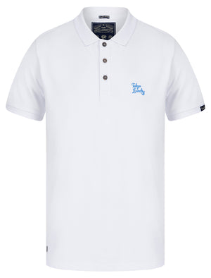 Mortimer Signature Cotton Pique Polo Shirt in Optic White - Tokyo Laundry