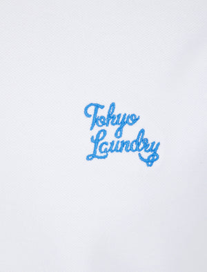 Mortimer Signature Cotton Pique Polo Shirt in Optic White - Tokyo Laundry