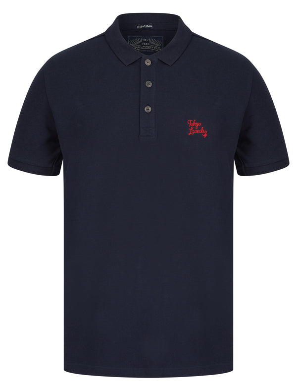Mortimer Signature Cotton Pique Polo Shirt in Sky Captain Navy - Tokyo Laundry