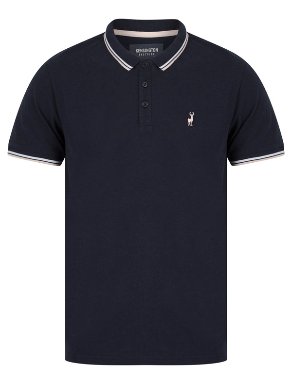 Underwood Cotton Pique Polo Shirt in Sky Captain Navy - Kensington Eastside