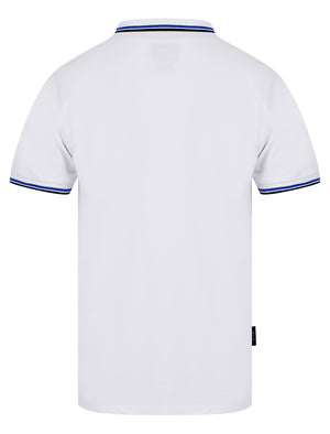 Trundle Cotton Pique Polo Shirt with Tipping in Bright White - Kensington Eastside