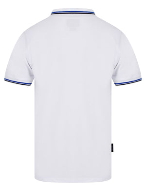 Jerry Cotton Pique Polo Shirt with Tipping in Bright White - Kensington Eastside