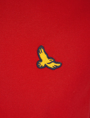 Jerry Cotton Pique Polo Shirt with Tipping in Scooter Red - Kensington Eastside