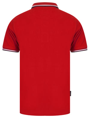 Trundle Cotton Pique Polo Shirt with Tipping in Scooter Red - Kensington Eastside