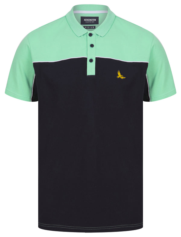 Gladstone Colour Block Pique Polo Shirt in Dusty Jade Green - Kensington Eastside