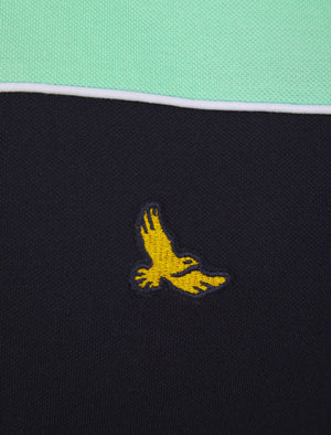 Chads Colour Block Pique Polo Shirt in Dusty Jade Green - Kensington Eastside