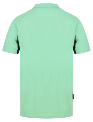 Chads Colour Block Pique Polo Shirt in Dusty Jade Green - Kensington Eastside