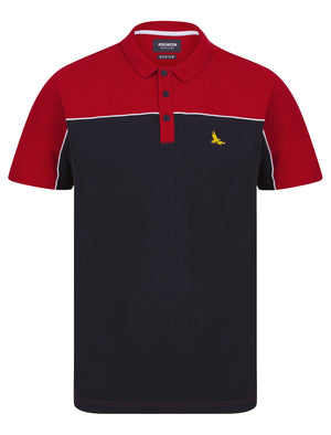 Chads Colour Block Pique Polo Shirt in Scooter Red - Kensington Eastside