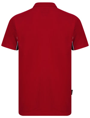 Chads Colour Block Pique Polo Shirt in Scooter Red - Kensington Eastside