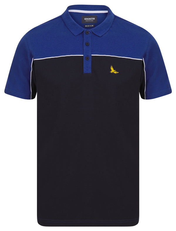 Gladstone Colour Block Pique Polo Shirt in True Blue - Kensington Eastside