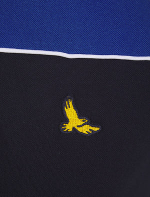 Chads Colour Block Pique Polo Shirt in True Blue - Kensington Eastside