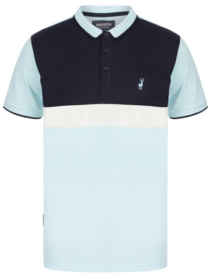 Barge Colour Block Cotton Pique Polo Shirt in Blue Glow - Kensington Eastside