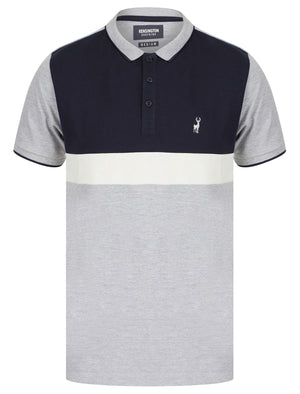 Barge Colour Block Cotton Pique Polo Shirt in Light Grey Marl - Kensington Eastside