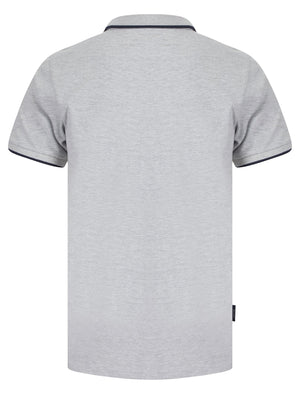 Sandford Colour Block Cotton Pique Polo Shirt in Light Grey Marl - Kensington Eastside