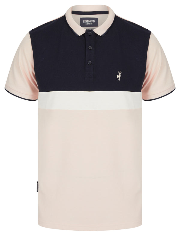 Barge Colour Block Cotton Pique Polo Shirt in Peach Whip - Kensington Eastside