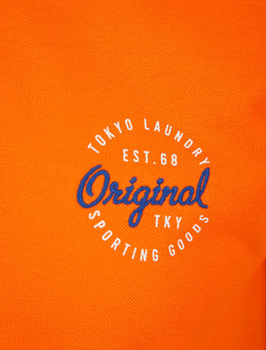 Linton Cotton Pique Polo Shirt in Golden Poppy Orange - Tokyo Laundry