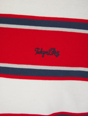 Rilo Striped Cotton Pique Polo Shirt in Barados Cherry - Tokyo Laundry