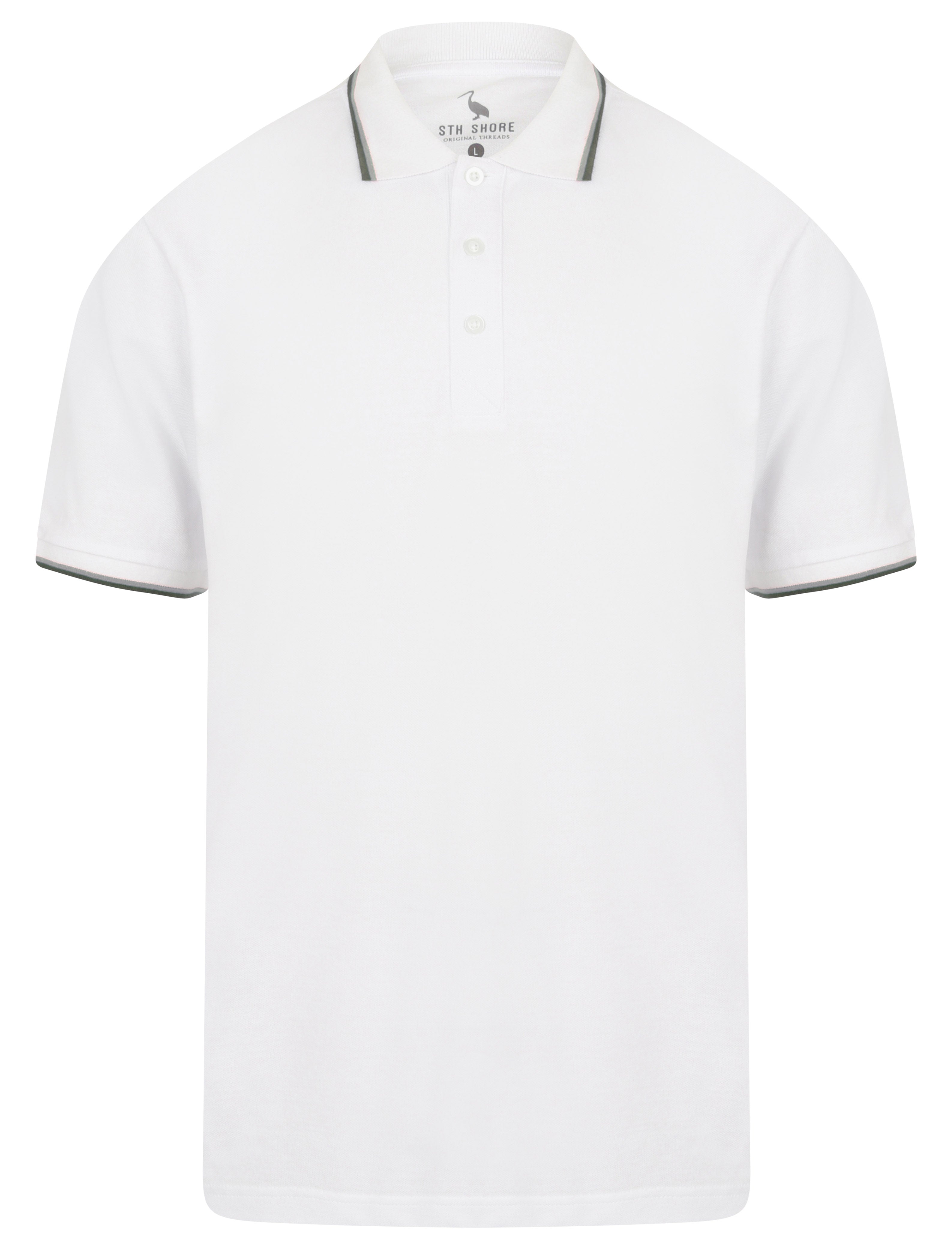 Osten Basic Cotton Pique Polo Shirt With Tipping in Optic White