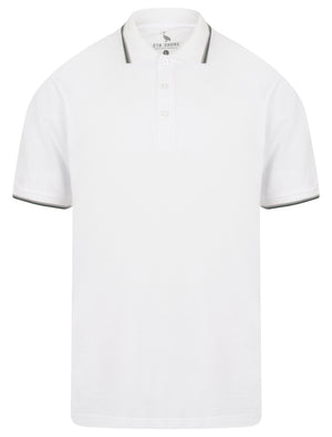 Kayan Basic Cotton Pique Polo Shirt With Tipping in Optic White - South Shore