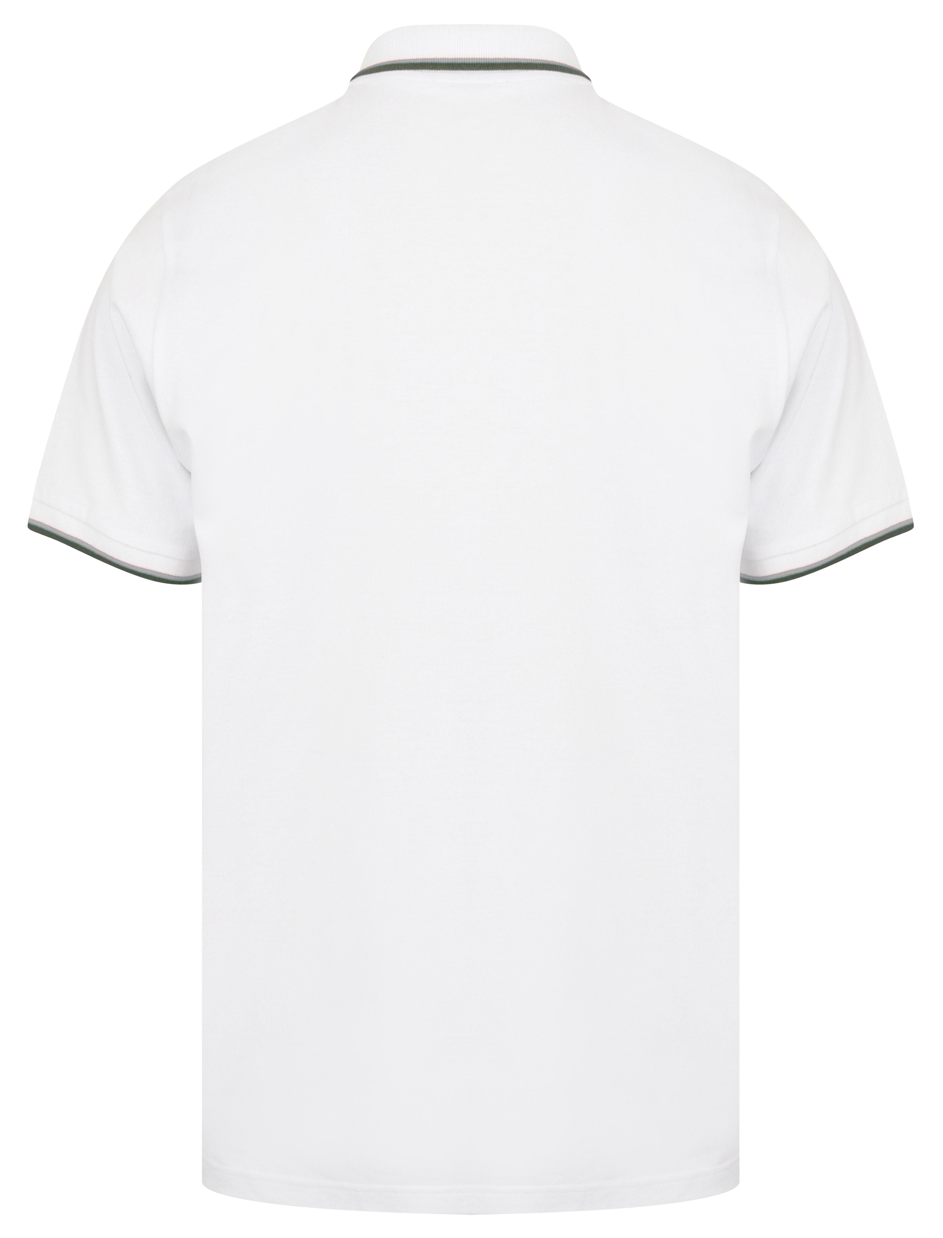 Osten Basic Cotton Pique Polo Shirt With Tipping in Optic White