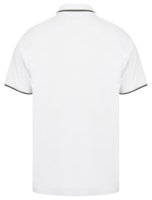 Osten Basic Cotton Pique Polo Shirt With Tipping in Optic White - South Shore