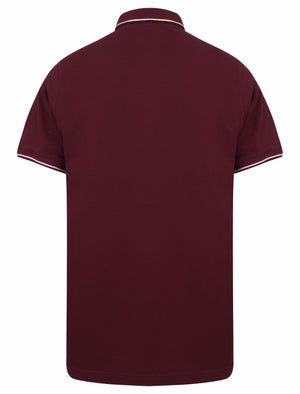 Osten Basic Cotton Pique Polo Shirt With Tipping in Windsor Wine - South Shore