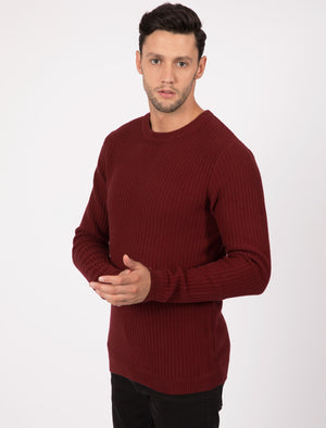 Edison Ribbed Crew Neck Cotton Knit Jumper In Oxblood - Tokyo Laundry
