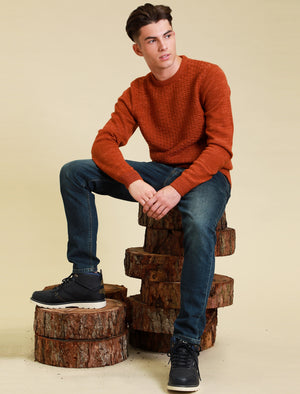 Howth Wool Blend Woven Knitted Jumper in Rust - Tokyo Laundry