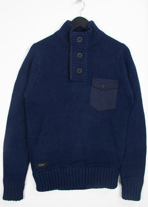 Dissident Mortlock Chunky Knit Jumper in Blue
