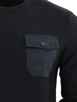 Bradley Fine Knit Jumper with Pocket Detail in Black - Dissident
