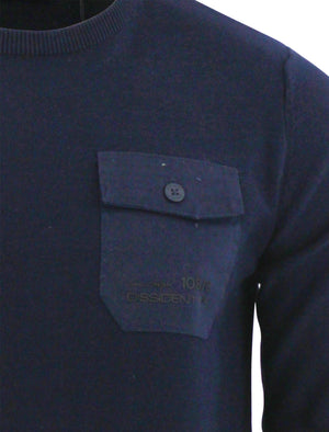 Bradley Fine Knit Jumper with Pocket Detail in Dark Navy - Dissident