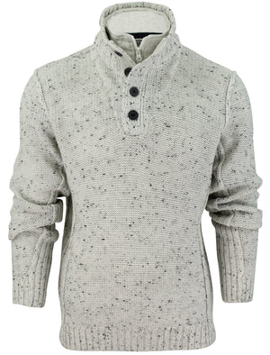 Octagon Double Neck Knitted Jumper In Stone - Dissident