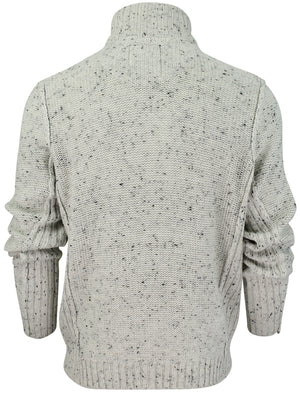 Octagon Double Neck Knitted Jumper In Stone - Dissident