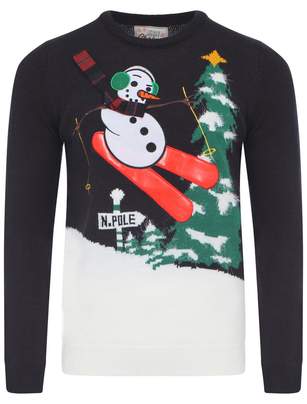 Merry Christmas Frosti The Ski Man navy jumper