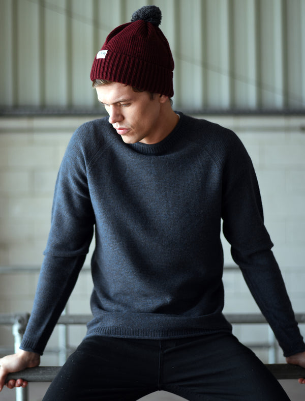 Brando Knitted Jumper in Charcoal / Dark Denim - Tokyo Laundry