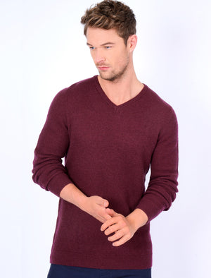 Hawes V Neck Lambswool Rich Knitted Jumper in Light Oxblood - Tokyo Laundry