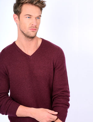 Hawes V Neck Lambswool Rich Knitted Jumper in Light Oxblood - Tokyo Laundry